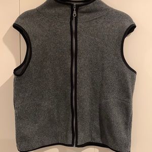 Gray Vest w Black Trim Zippered Front and Pockets